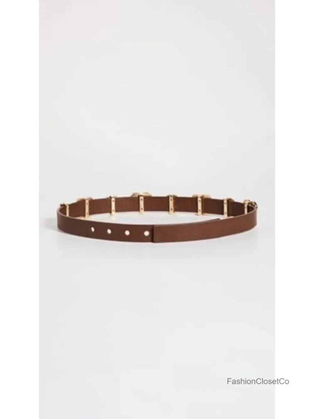 Faux Leather Pearl Station Belt Gold-Tone Hardware